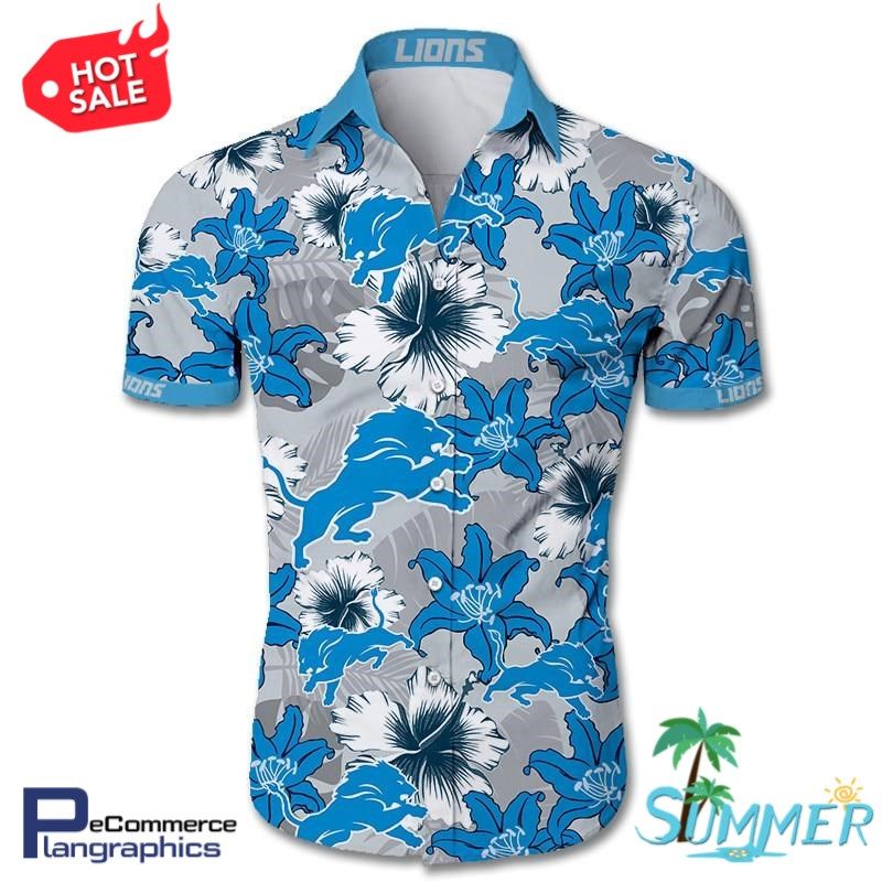 Detroit Lions Hawaiian Aloha Shirt Hawaiian Shorts Beach Short Shirt - Product by Prowallart Shop