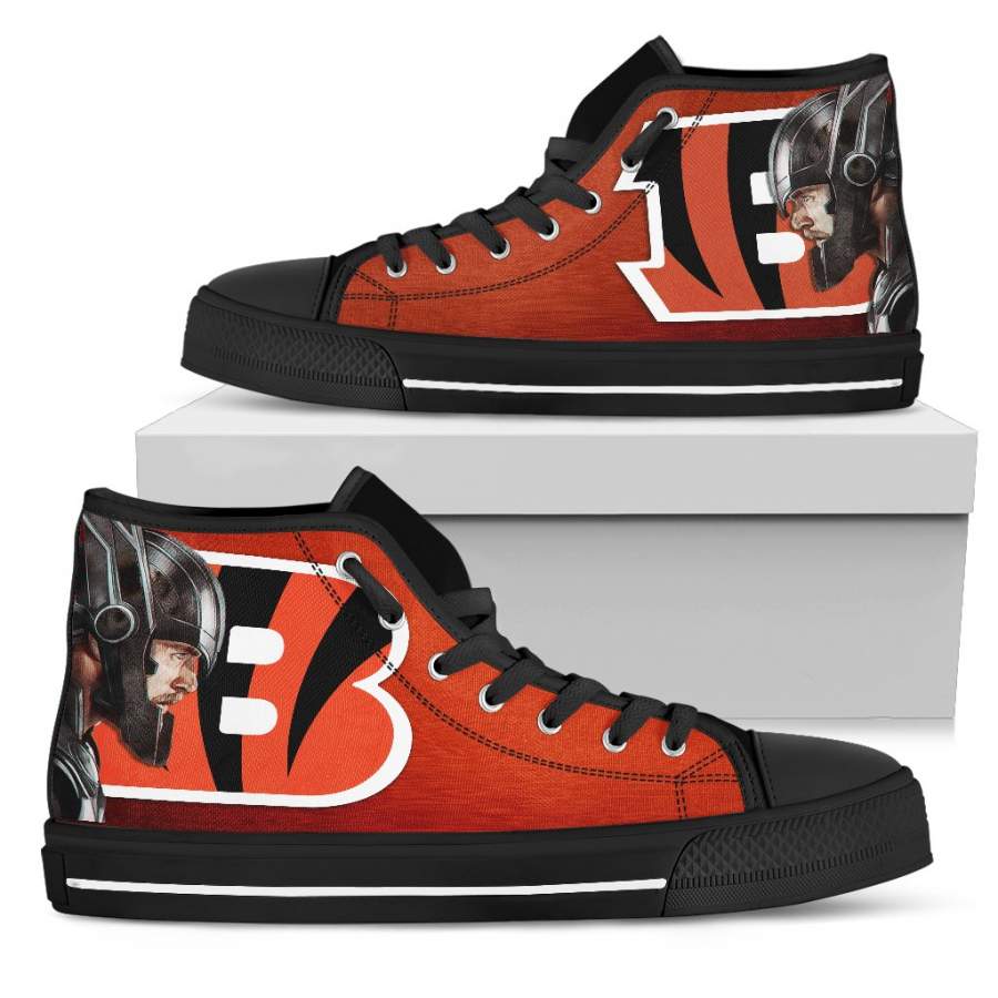 Thor Head Beside Cincinnati Bengals High Top Shoes