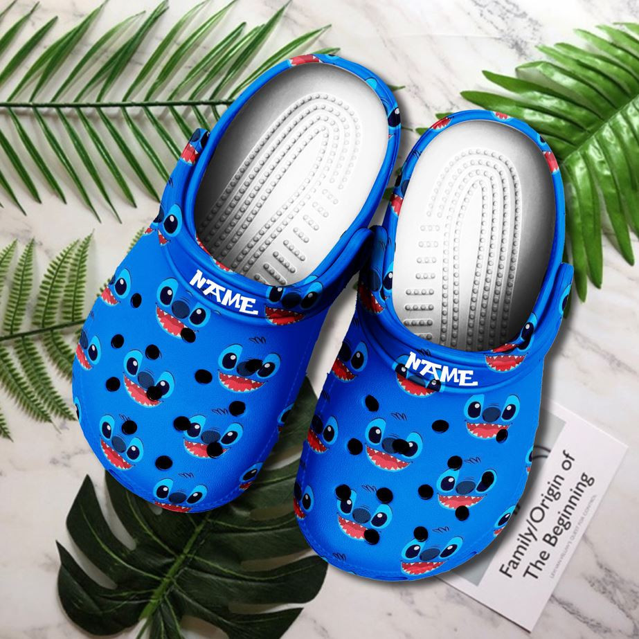 Stitch Blue Custom Name Crocss Crocband Clog Comfortable Water Shoes
