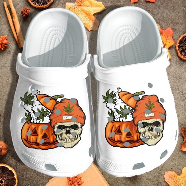 Pumpkin Weed Crocs Cannabis Marijuana 420 Weed Clog Shoes For Men Women Halloween Gifts Ht