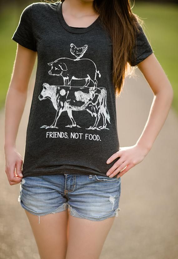 Vegan Tshirt Animal Rights Vegetarian Farm Animal T Shirt Friends Not Food Vegan Shirt American Apparel Womens Tee Item 1380