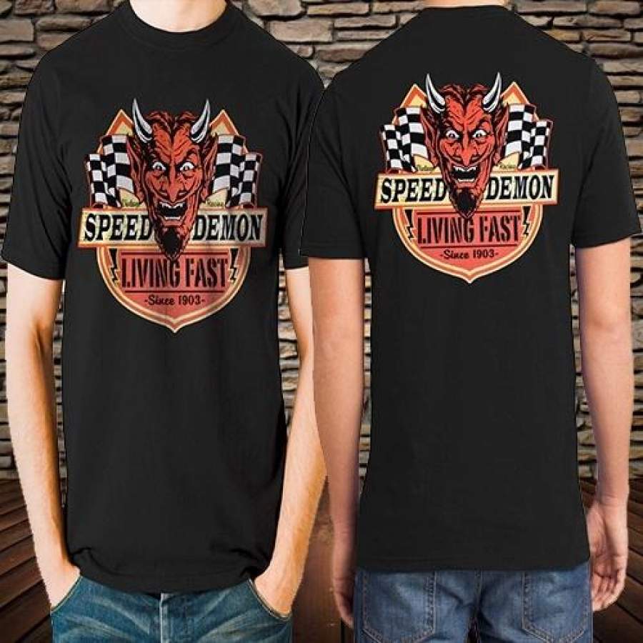 Vintage Nostalgia Speed Demon Living Fast Devil Hot Rod Mens T Shirt