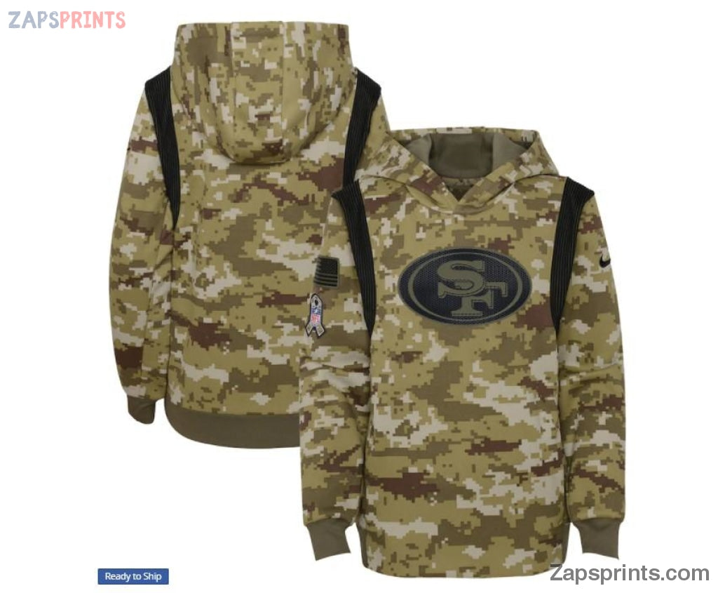 Youth Olive San Francisco 49Ers 2021 Salute To Service Therma Performance Pullover Hoodie