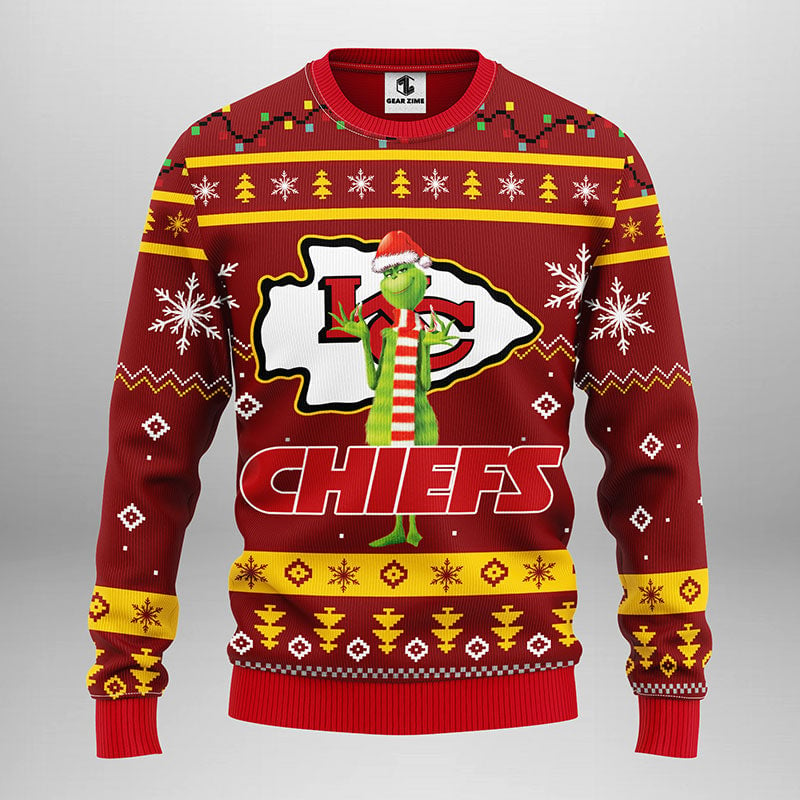 Kansas City Chiefs Funny Grinch Ugly Christmas Sweater