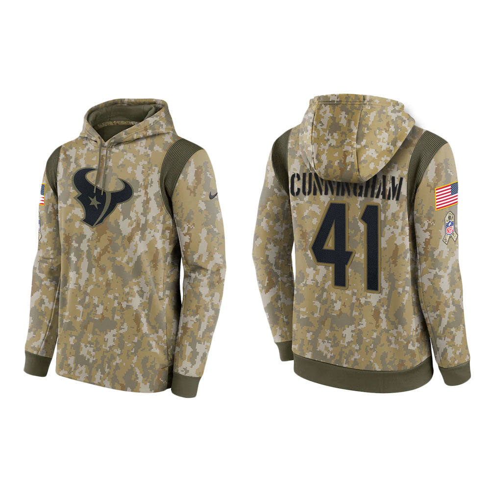 Zach Cunningham Houston Texans Camo 2021 Salute To Service Veterans Day Therma Pullover Hoodie