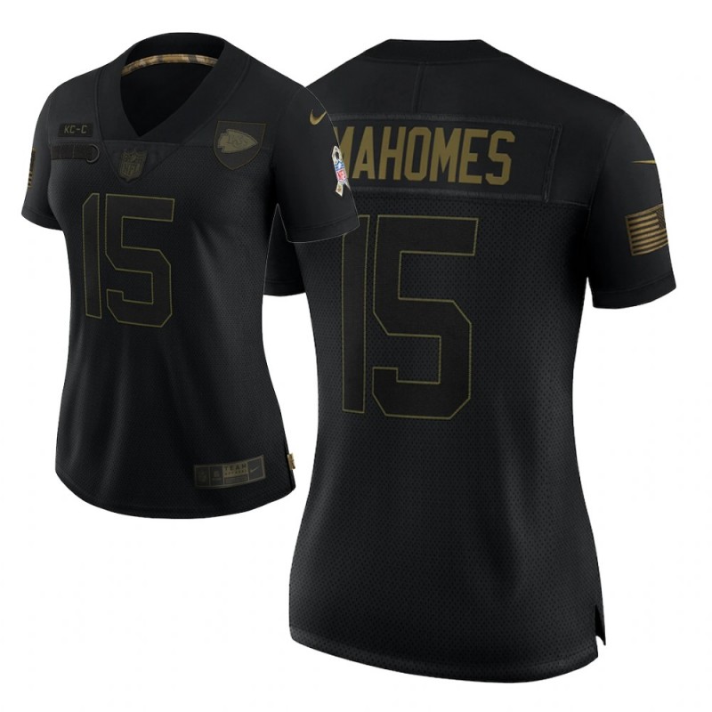 Women’S Kansas City Chiefs #15 Patrick Mahomes Black 2020 Salute To Service Limited Jersey