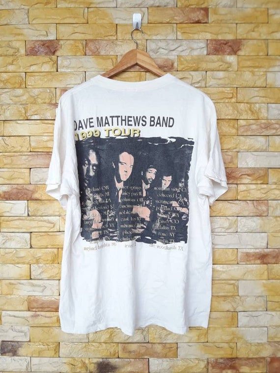 Vintage 90S Dave Matthews Band Tour 1999S Shirt Line Up Design Back Shirt