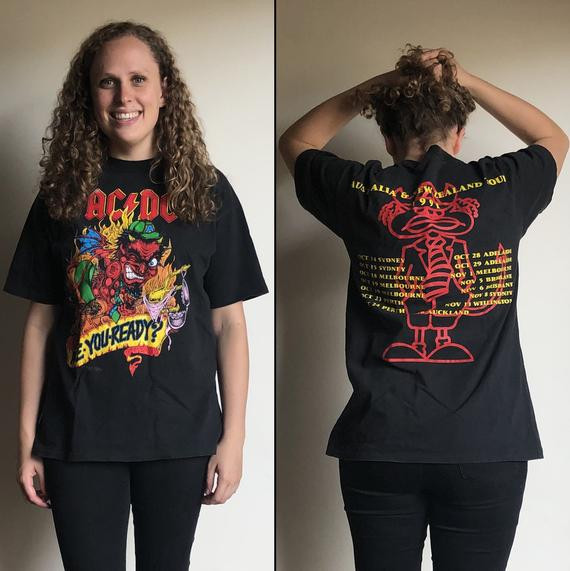 1991 Acdc Australian Tour Are You Ready Black Vintage 70 S 80 S 90 S Band Concert Shirt