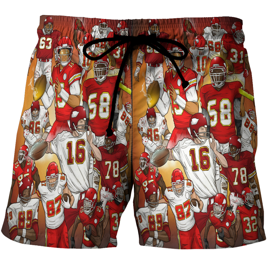 Kansas City Chiefs Team V12 3D All Over Print Summer Beach Hawaiian Short