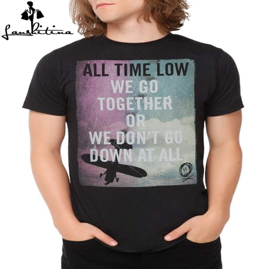 Fashion Men's T-Shirt casual shirt All Time Low A Love Like War Lyric Short T-Shirt