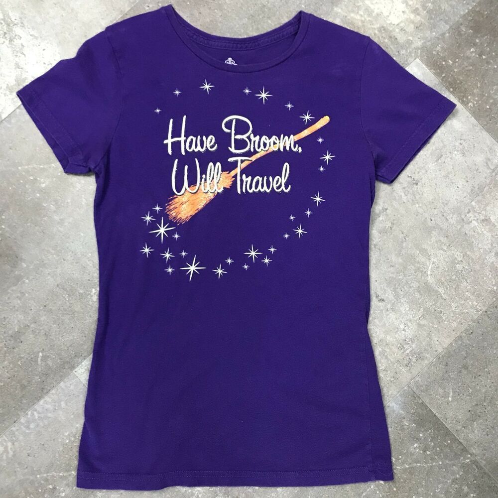 Witchy Purple Sparkle Shirt Halloween Have Broom Will Travel Shirt