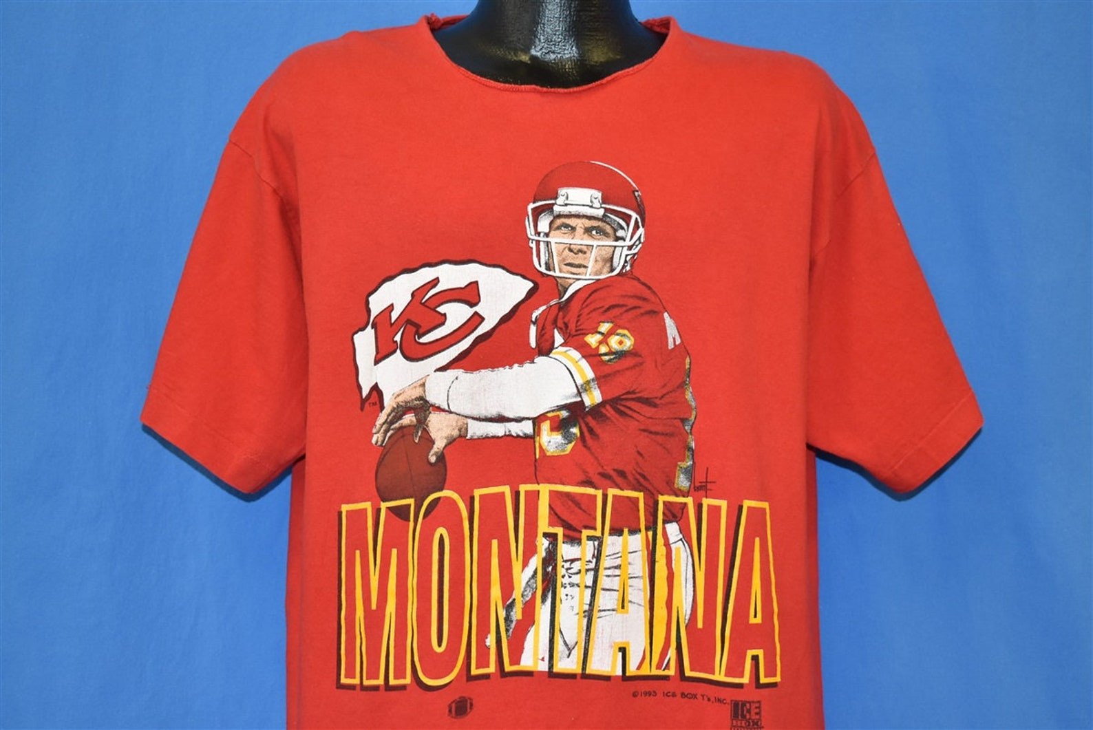 90S Joe Montana 19 Kansas City Chiefs Football T Shirt X