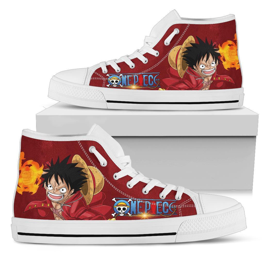 One Piece Hi Top Sneakers Luffy Straw Hat In Red