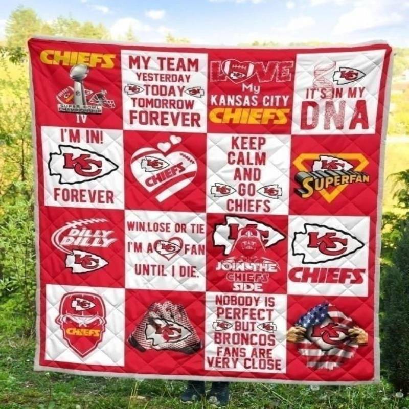 My Team Kansas City Chiefs Quilt Blanket For Football Fan Gift MN10