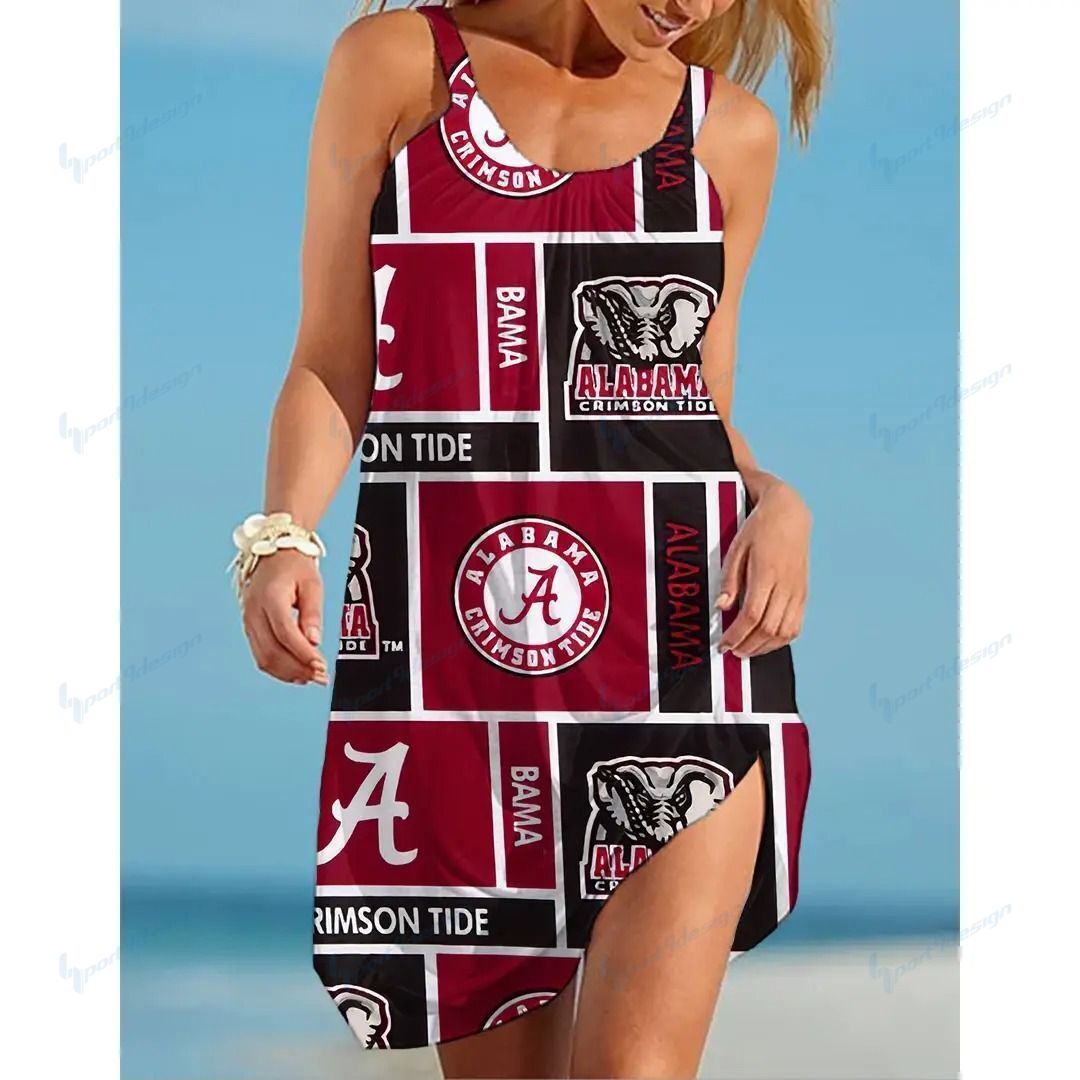 NCAAF Alabama Crimson Tide Sleeveless Beach Dress With Round Neck 016