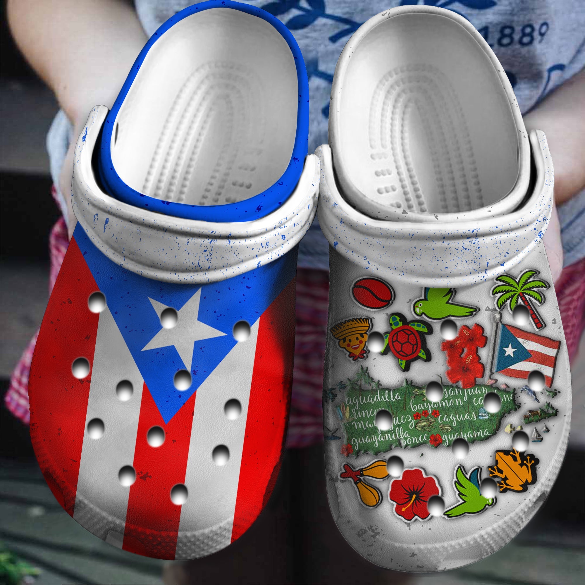 Puerto Rico Flag Symbol Mother Custom Crocs Shoes Birthday Gift – Nation Flag Halloween Shoes Croc Gift – Cr-Drn052