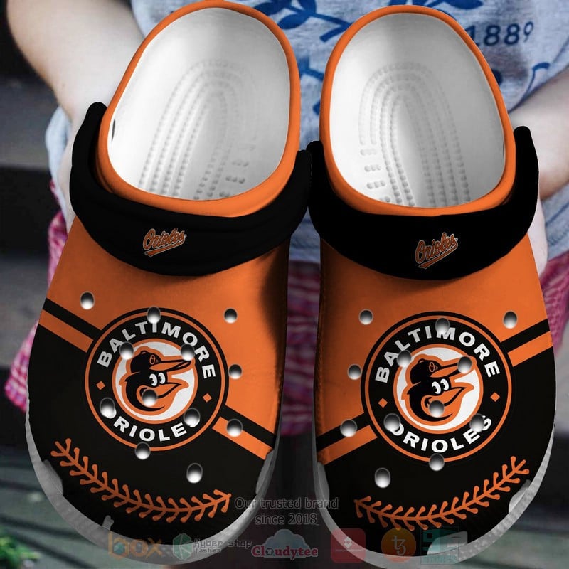 Baltimore Orioles Black-Orange Crocs Crocband Shoes