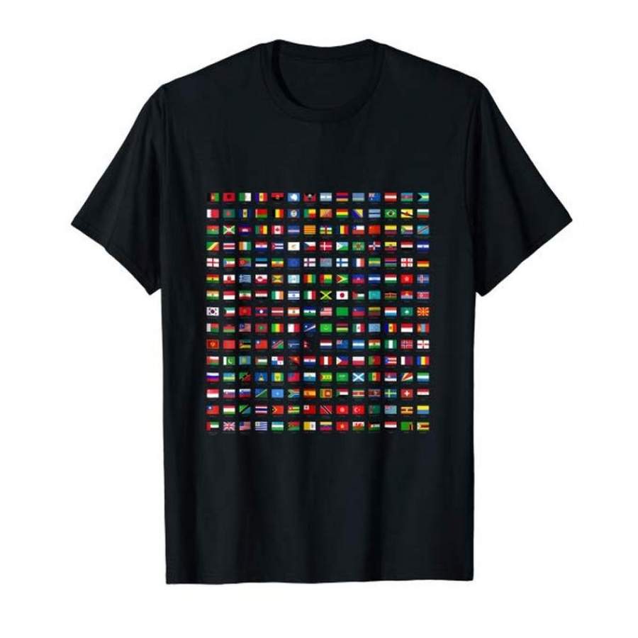 World Flags T-Shirt Cool Travel 210 Flag International Tee