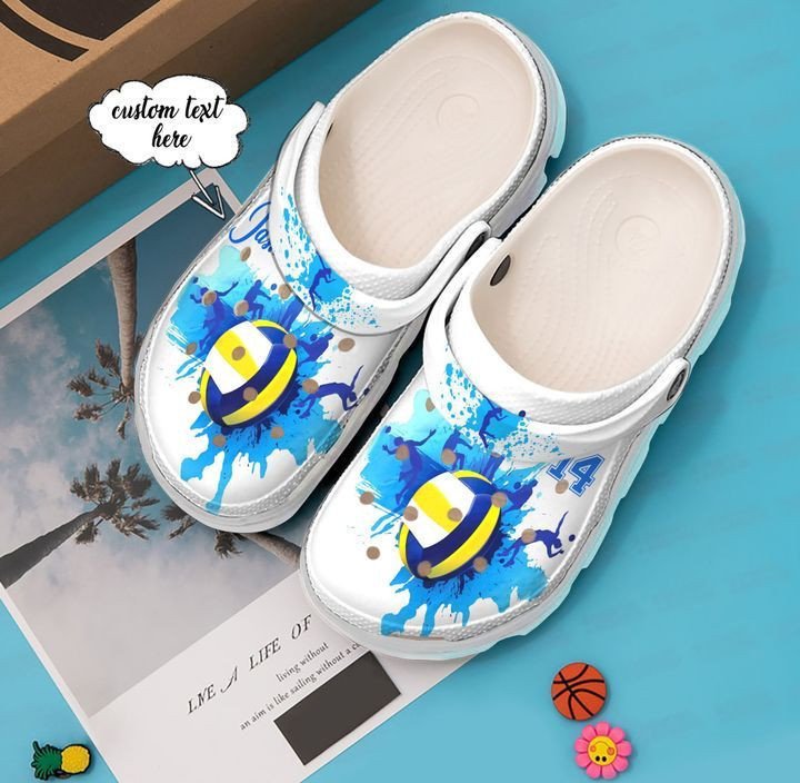 Volleyball Custom Name Watercolor Crocss Crocband Clog Comfortable Water Shoes