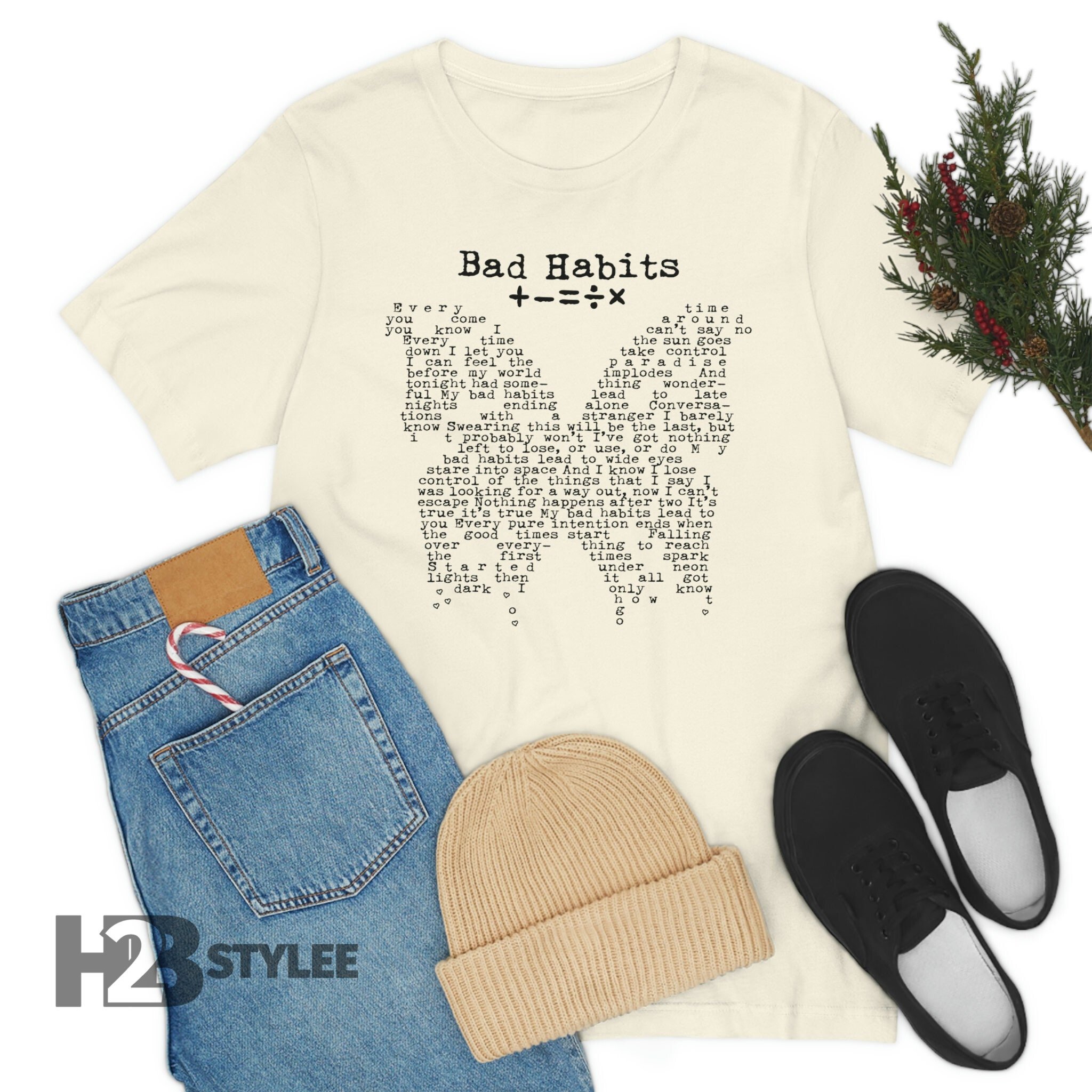 Bad Habits Song Lyrics Ed Sheeran The Mathematics World Tour 2023 Ed Sheeran Music Tour 2023 Unisex T Shirt, Sweatshirt, Hoodie