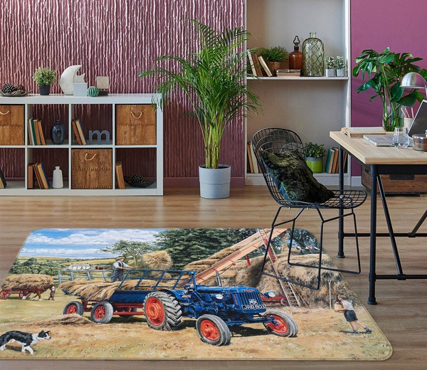 3D Blue Pickup Trucks Area Rug Home Decor