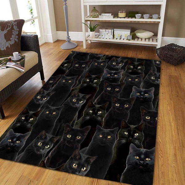 Black Cat So Cute Animal Meme Of The Day Design Area Rug Home Decor