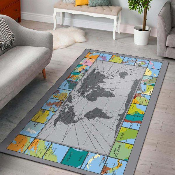 World Map Home Decor Rectangle Area Rug 7