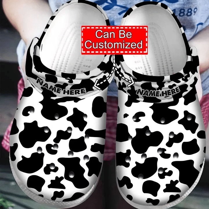 Cow Pattern Skin Dairy Farmer Cattle Lovers Gift For Fan Classic Water Rubber 3D Crocband Clog