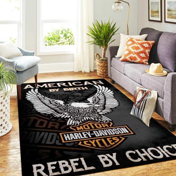 Harley Davidson Motorcycles Area Rug, Living Room Carpet, Home Floor Decor HD1