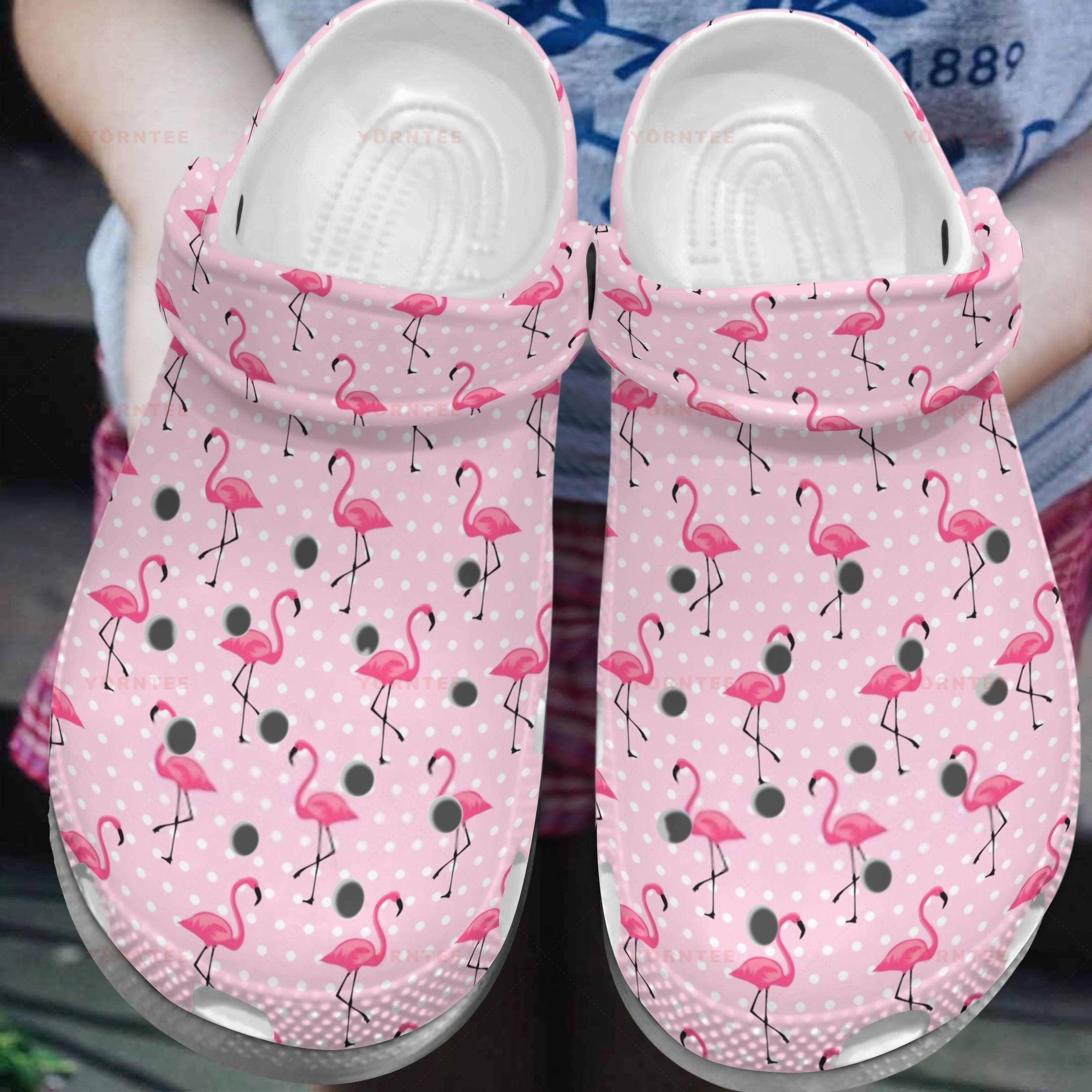 Flamingo Pinky Pattern Crocss Clog Shoes Crocss For Mens And Womens