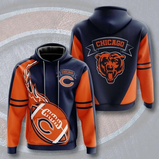 Chicago Bears Flame Ball 42 Unisex 3D Hoodie Gift For Fans