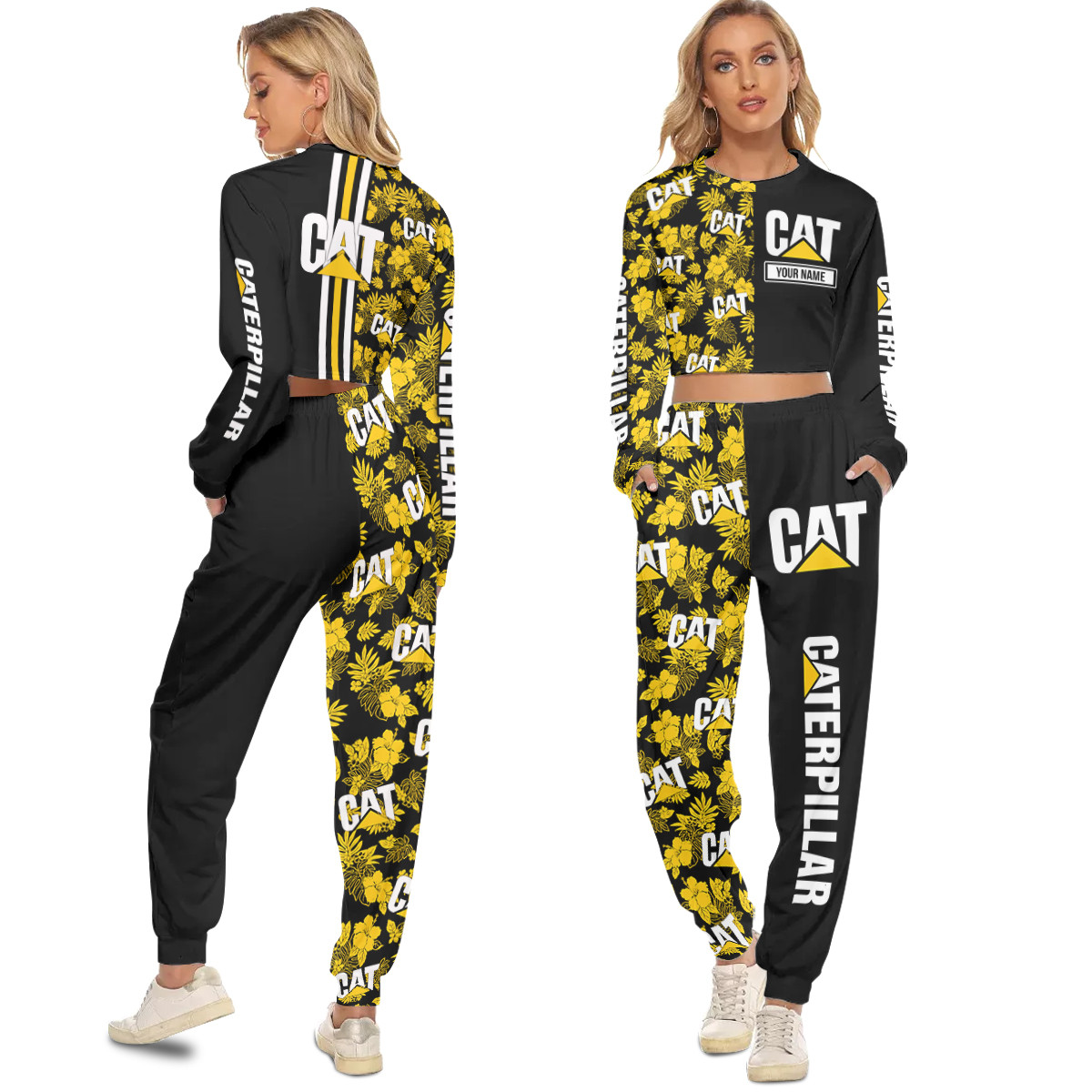 Cat Cropped Sweatshirt Suit Women Set Vd11