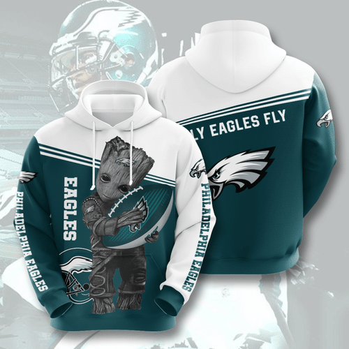 Groot Hold Philadelphia Eagles 97 Unisex 3D Hoodie Gift For Fans