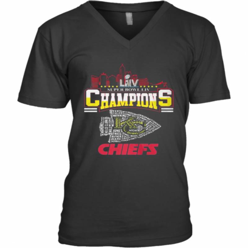 Super Liv Bowl Champios Kansas City Chiefs Football Team V-Neck T-Shirt