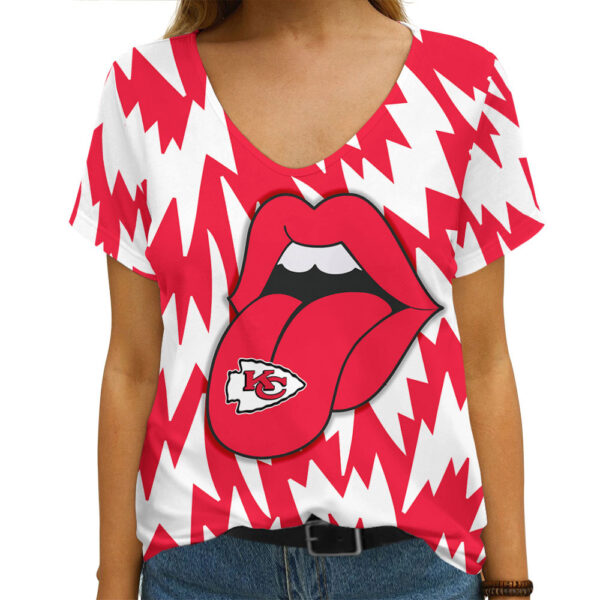 Kansas City Chiefs Summer V-Neck Women T-Shirt 141