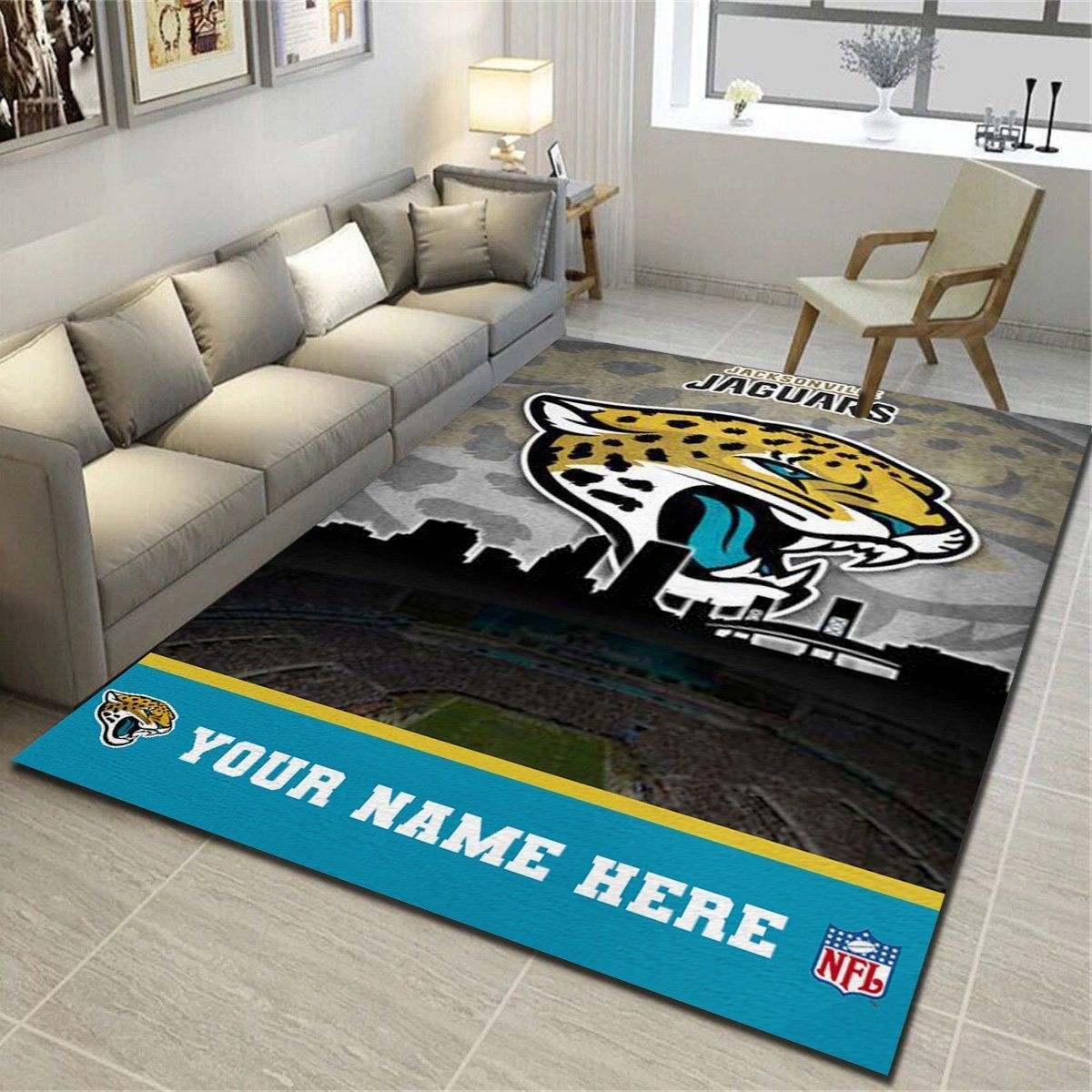 Jacksonville Jaguars Personalized Rug, Living Room Bedroom Carpet, Customized Floor Mat Home Decor