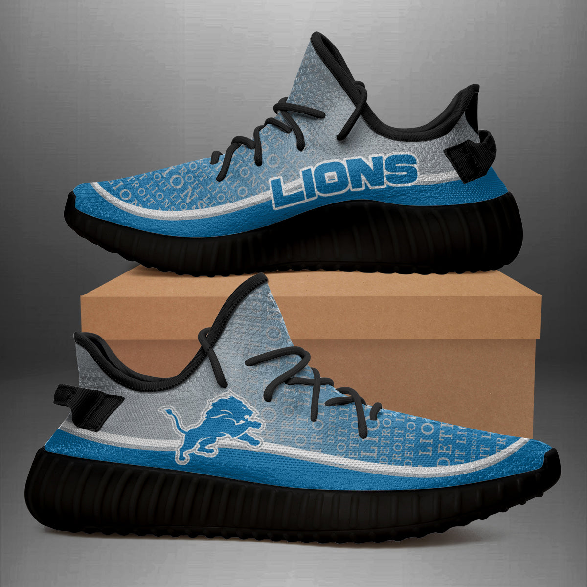 Colorful Line Words Detroit Lions Yeezy Shoes