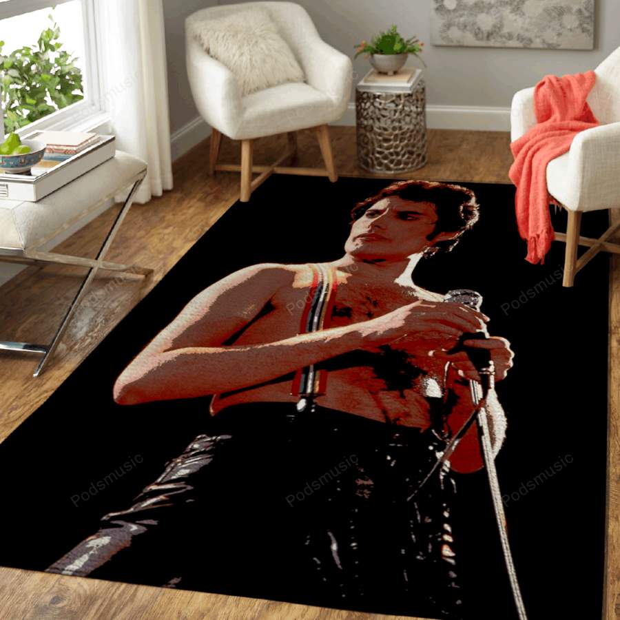 Freddie Mercury Cool Gaze – Music Legend Art For Fans Area Rug Living Room Carpet Floor Decor