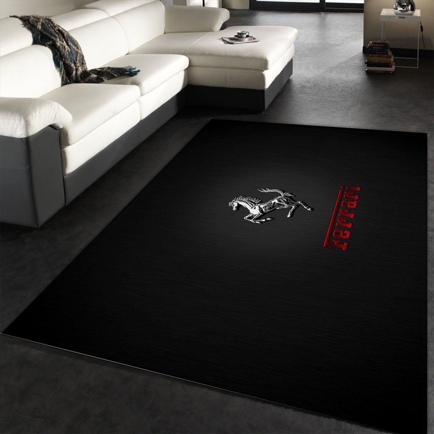 Ferrari Silver Logo Rug Bedroom Home Decor Floor Decor