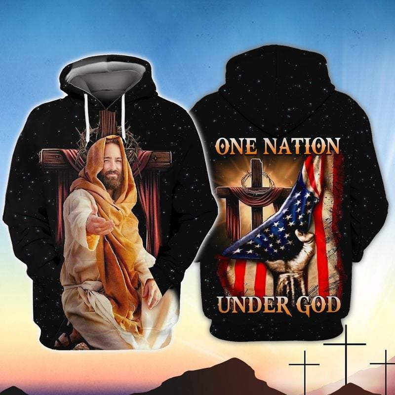 Patriot Love Christian Jesus One Nation Under God Hoodie 3D All over print