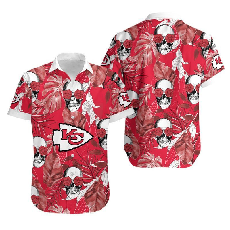 Kansas City Chiefs Coconut Leaves And Skulls Hawaii Shirt And Shorts Summer Collection H97