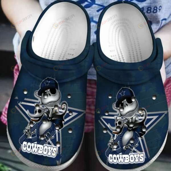 Jack Skellington Dallas Cowboys Crocss Crocband Clog Comfortable Water Shoes In Navy – Aop Clog