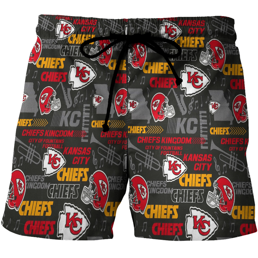 Kansas City Chiefs Emblem V10 3D All Over Print Summer Beach Hawaiian Short