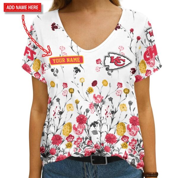 Kansas City Chiefs Personalized V-Neck Women T-Shirt New077610