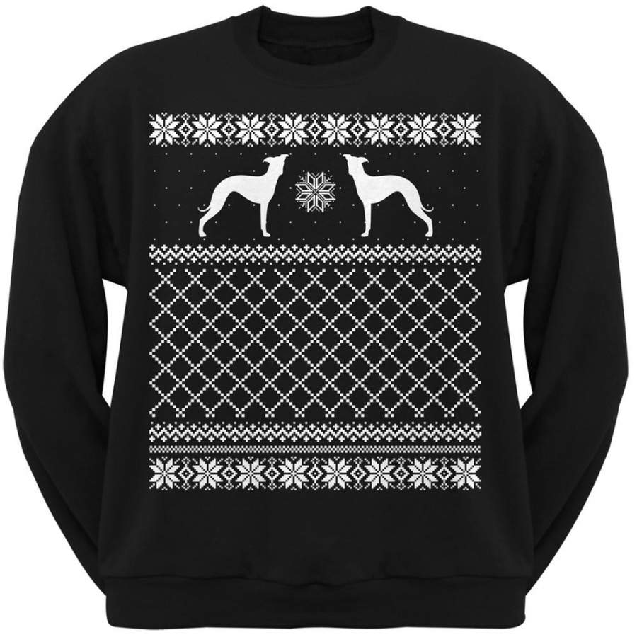 Italian Greyhound Black Adult Ugly Christmas Sweater Crew Neck Sweatshirt