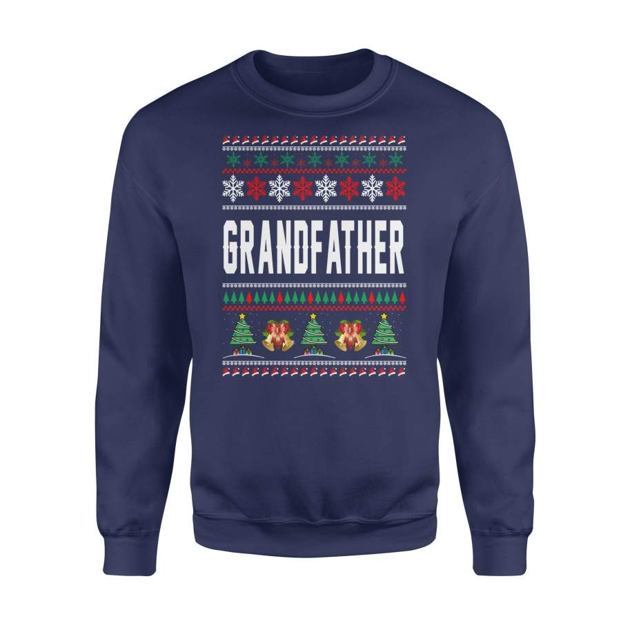 Grandfather Ugly Christmas Family Jingle Bells Hat Snowflakes Christmas Tree Holiday Christmas X-Mas Sweatshirt T Shirt Christmas Gift Ideas