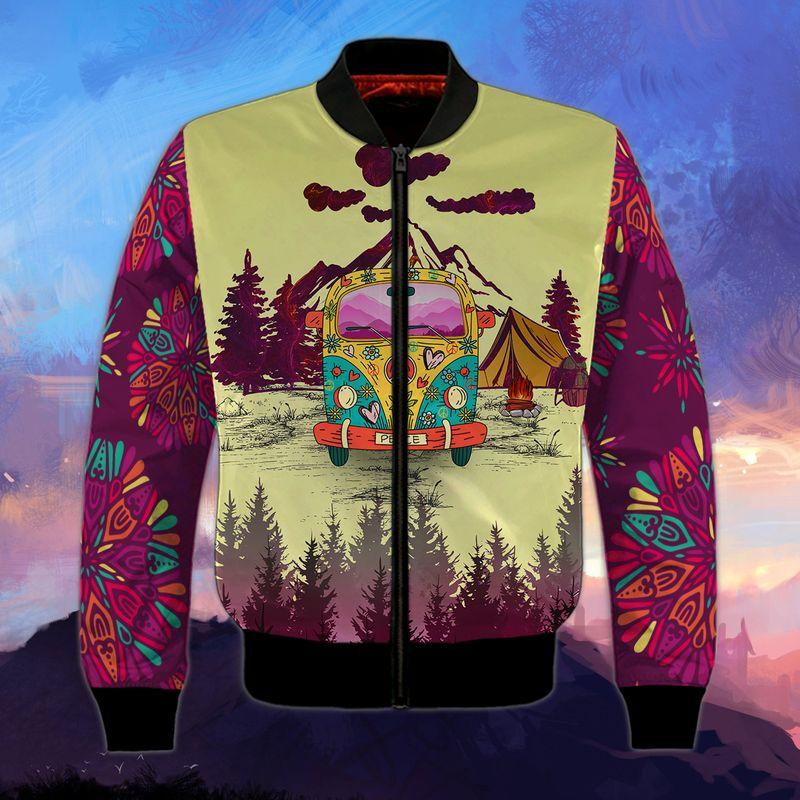 Campervan Into Forest Hippie Camping 3D Bomber