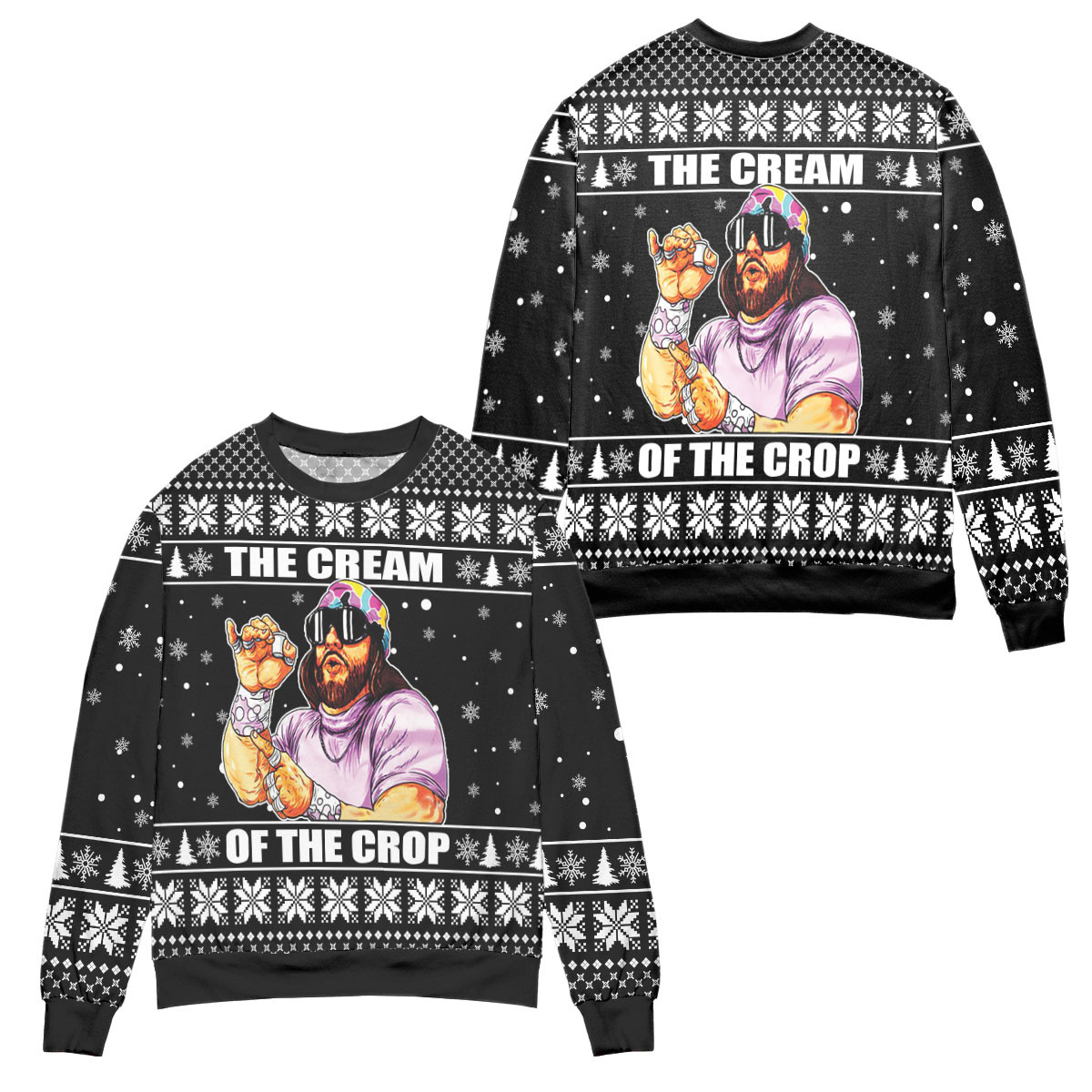 Macho Man Randy Savage The Cream Of The Crop Ugly Christmas Sweater – All Over Print 3D Sweater – Black