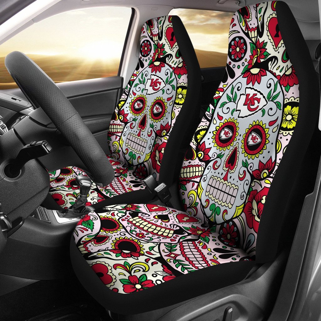 Colorful Skull Kansas City Chiefs Car Seat Covers