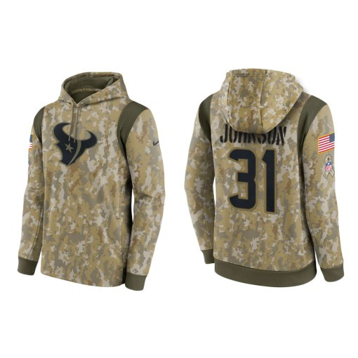 David Johnson Houston Texans Camo 2021 Salute To Service Veterans Day Therma Pullover Hoodie